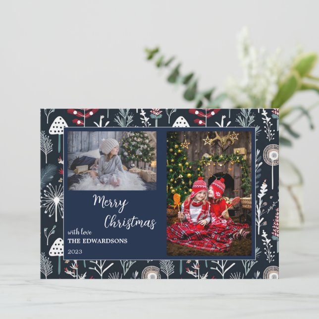 Frohe Weihnachtsfamilien Fotos Weihnachtskarte. (Stehend Vorderseite)