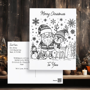 Frohe Weihnachtsfarbe Me   Snowman und Reindeer Postkarte