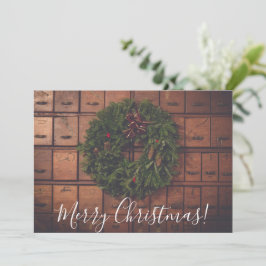 Frohe Weihnachtsfeier auf Holzschachteln Feiertagskarte