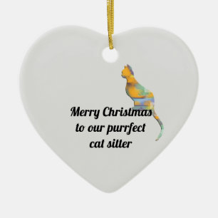 Frohe Weihnachtsfeier Cat Sitter Urlaub Keramik Ornament