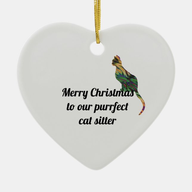 Frohe Weihnachtsfeier Cat Sitter Urlaub Keramik Ornament (Vorne)