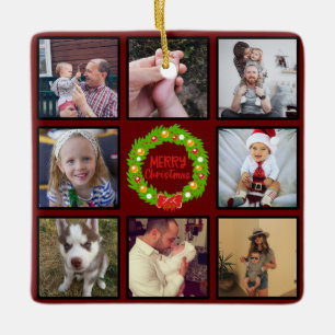 Frohe Weihnachtsfeier Custom Foto Collage Keramikornament