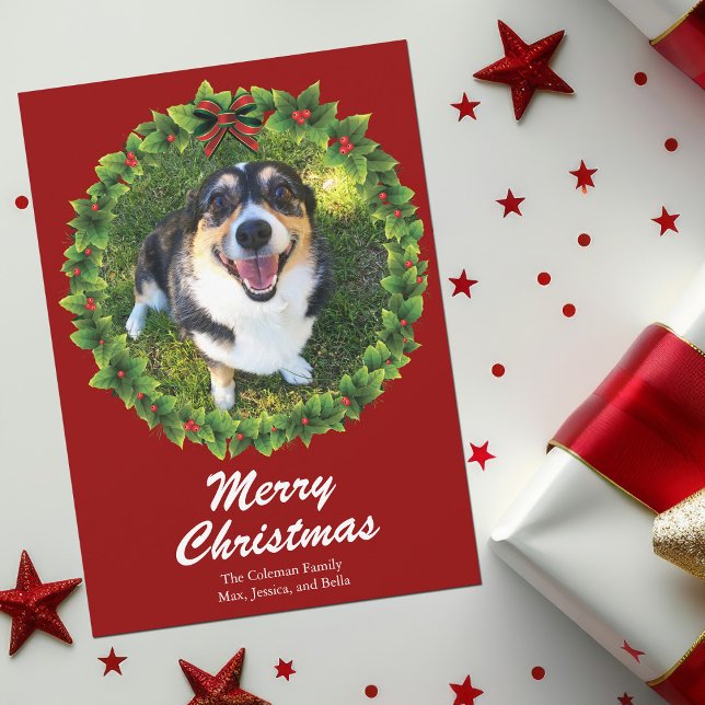 Frohe Weihnachtsfeier Custom Pet Foto Feiertagskarte (Von Creator hochgeladen)
