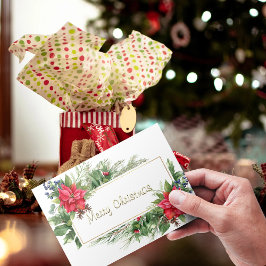 Frohe Weihnachtsfeier Gerahmter Winter Roter Gruß Feiertagspostkarte
