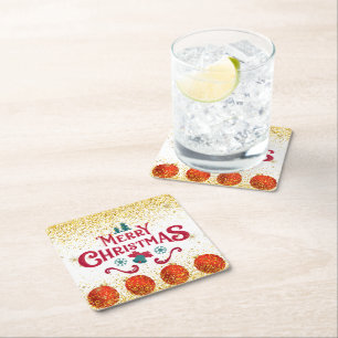 Frohe Weihnachtsfeier Glitter Rechteckiger Pappuntersetzer