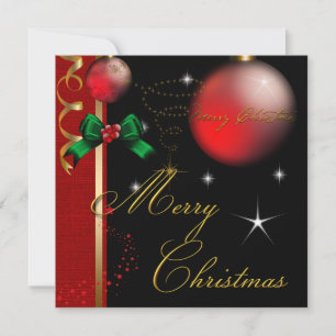 Frohe Weihnachtsfeier Gold Rot Schwarz Weihnachten Einladung
