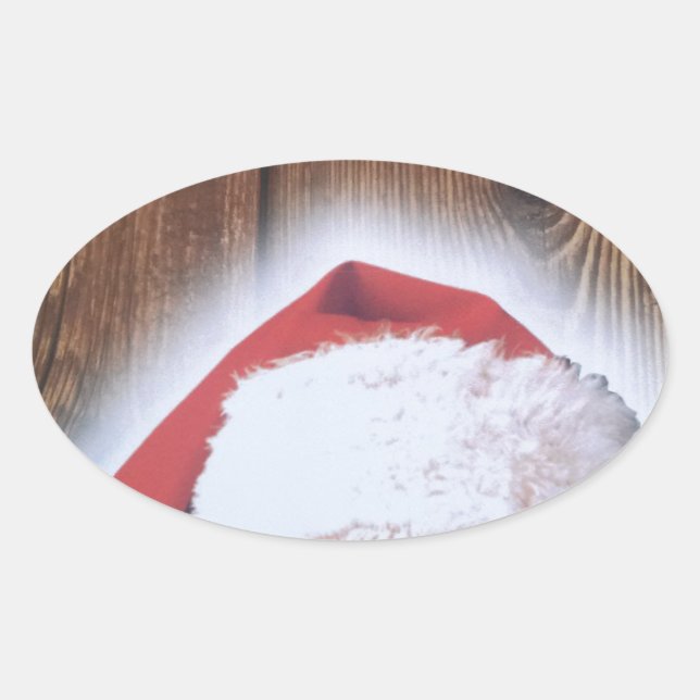 Frohe Weihnachtsfeier, Hut des Weihnachtsmanns Ovaler Aufkleber (Vorderseite)