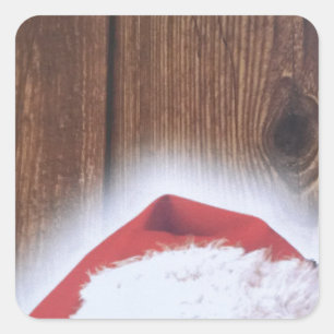 Frohe Weihnachtsfeier, Hut des Weihnachtsmanns Quadratischer Aufkleber