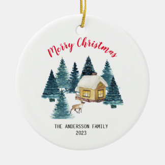 Frohe Weihnachtsfeier mit Freude und Liebe Keramik Ornament