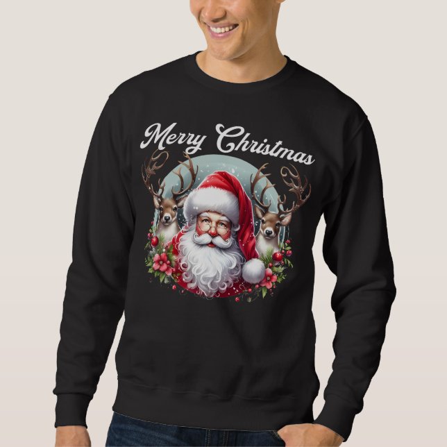 Frohe Weihnachtsfeier mit Rentier Sweatshirt (Vorderseite)