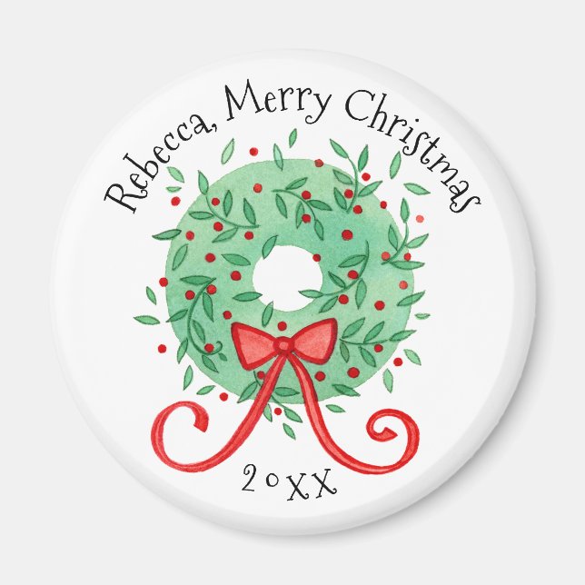 Frohe Weihnachtsfeier Name und Jahr hinzufügen Magnet (Vorne)