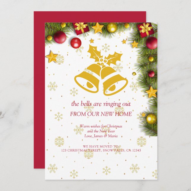 Frohe Weihnachtsfeier Neue Zuhause Moving Ankündigung (Vorne/Hinten)