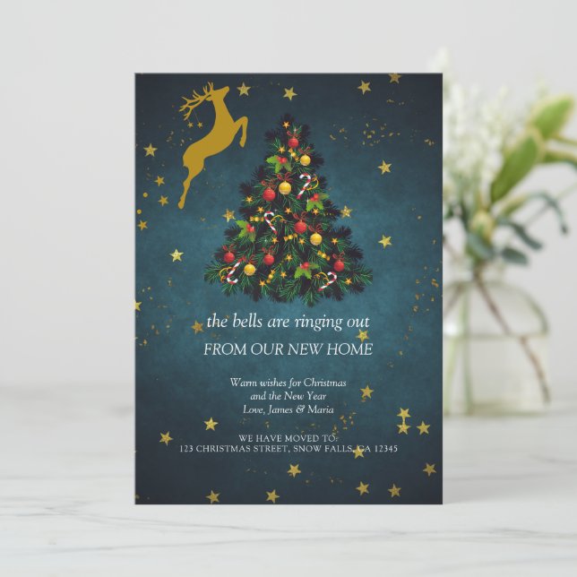 Frohe Weihnachtsfeier Neue Zuhause Moving Ankündigung (Stehend Vorderseite)