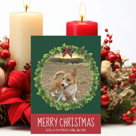 Frohe Weihnachtsfeier Niedliche Custom Dog Foto Gr Feiertagskarte