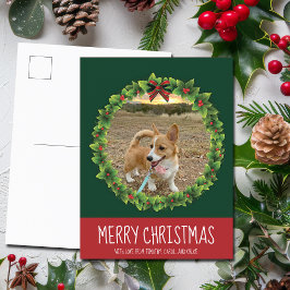 Frohe Weihnachtsfeier Niedliche Custom Dog Foto Gr Postkarte