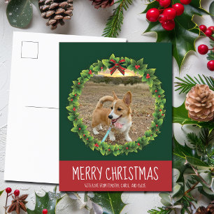 Frohe Weihnachtsfeier Niedliche Custom Dog Foto Gr Postkarte