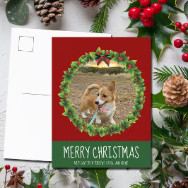 Frohe Weihnachtsfeier Niedliche Custom Dog Foto Re Postkarte