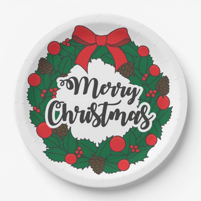 Frohe Weihnachtsfeier Pappteller (Vorderseite)