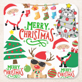 Frohe Weihnachtsfeier Rechteckiger Pappuntersetzer