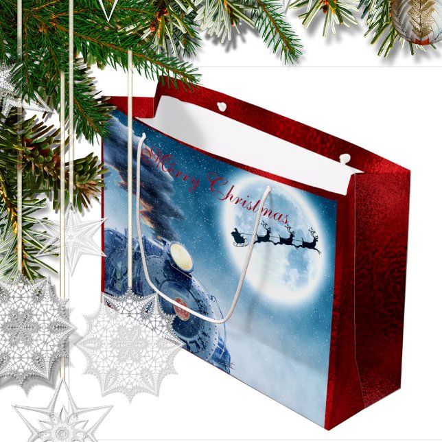 Frohe Weihnachtsfeier Rotes Imitat Foil Große Geschenktüte (Von Creator hochgeladen)