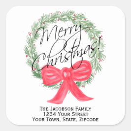 Frohe Weihnachtsfeier Rücksendeadresse oder Gesche Quadratischer Aufkleber