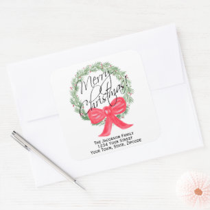 Frohe Weihnachtsfeier Rücksendeadresse oder Gesche Quadratischer Aufkleber