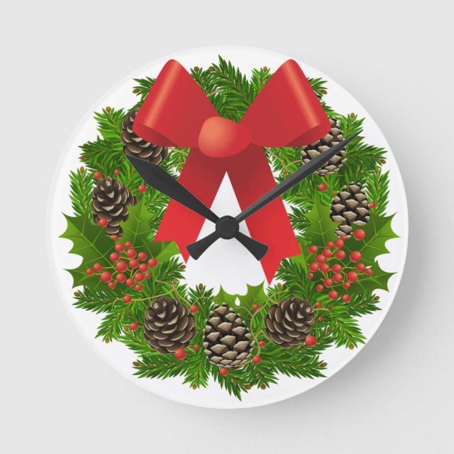 Frohe Weihnachtsfeier Runde Wanduhr (Vorderseite)