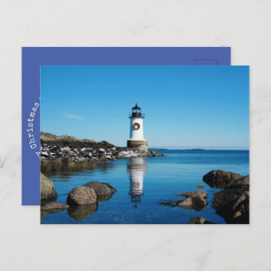 Frohe Weihnachtsfeier Salem Lighthouse Feiertagspostkarte