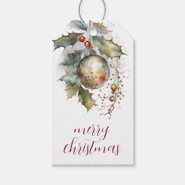 Frohe Weihnachtsfeier und Baum-Ornamente Geschenk- Geschenkanhänger (Vorderseite)