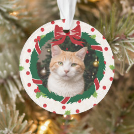 Frohe Weihnachtsfeier und Holly Custom Pet Foto Ornament