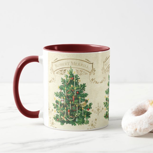 Frohe Weihnachtsfeier Weihnachtsbaum Individuelle  Tasse (Mit Donut)