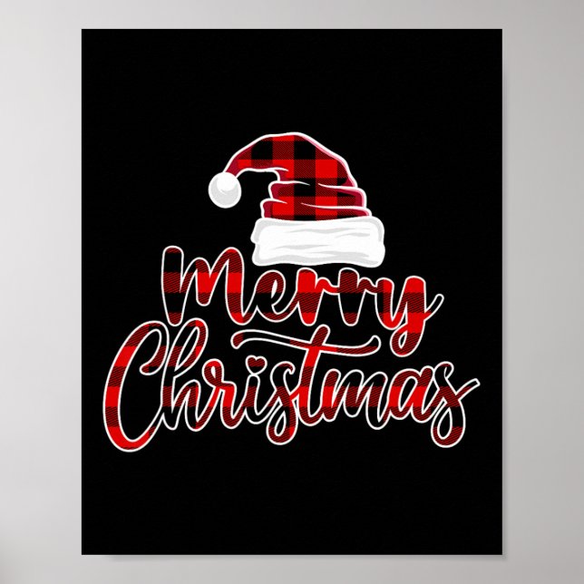Frohe Weihnachtsfeier Weihnachtsfeier Karierte Wei Poster (Vorne)