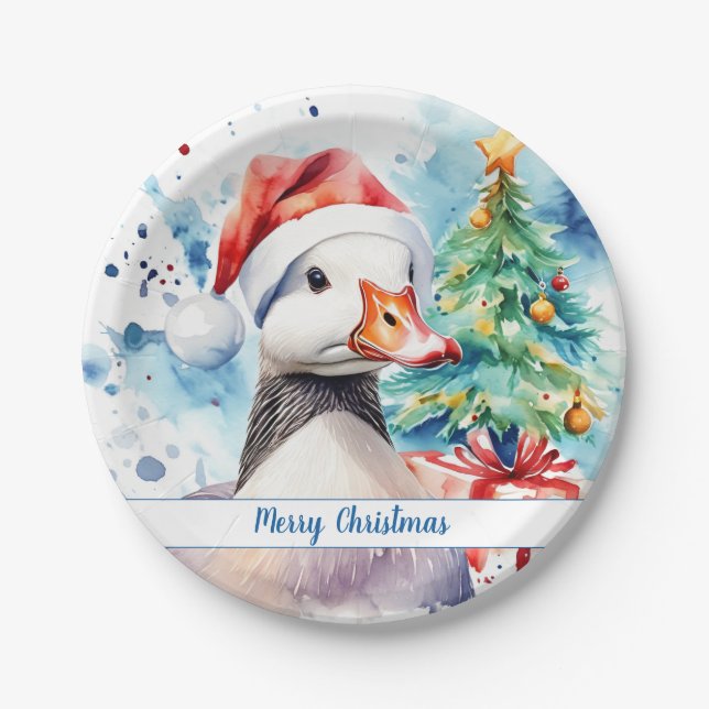 Frohe Weihnachtsfeierliche Gans - Pappteller (Vorderseite)