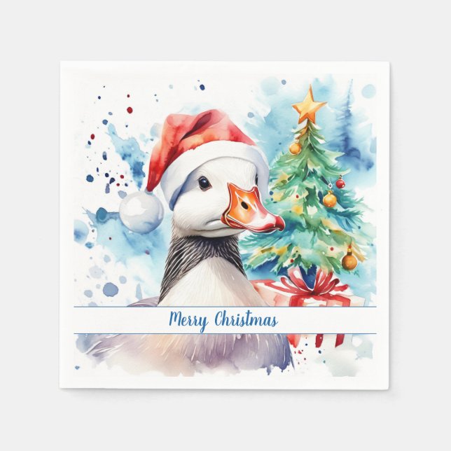Frohe Weihnachtsfeierliche Gans - Serviette (Vorderseite)