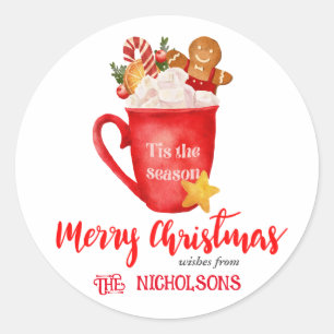 Frohe Weihnachtsfeierliche Marshmelllow-Cup-Cookie Runder Aufkleber