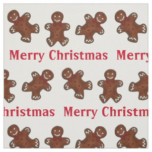 Frohe Weihnachtsfeiertag Gingerbread Mann Männer F Stoff
