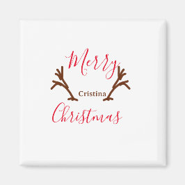 Frohe Weihnachtsfeiertag Rotes Rentierhorn Magnet