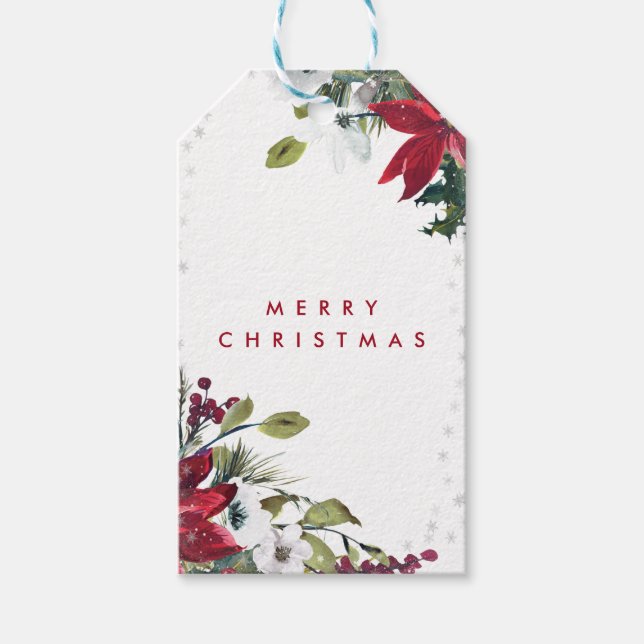 Frohe Weihnachtsfeiertage Blumengeschenke Geschenkanhänger (Vorderseite)