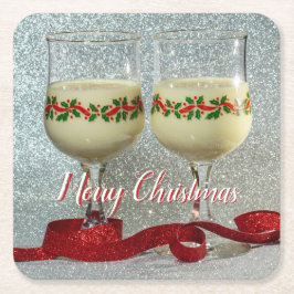 Frohe Weihnachtsfeiertage Eggnog Glasses Pub Board Rechteckiger Pappuntersetzer