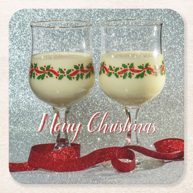 Frohe Weihnachtsfeiertage Eggnog Glasses Pub Board Rechteckiger Pappuntersetzer (Vorderseite)