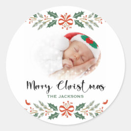 Frohe Weihnachtsfeiertage Foto Classic Round Stick Runder Aufkleber