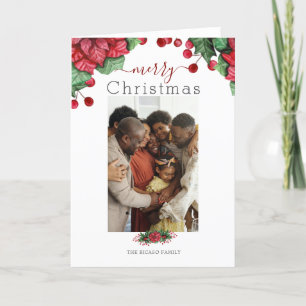 Frohe Weihnachtsfeiertage Foto Floral Berry Feiertagskarte