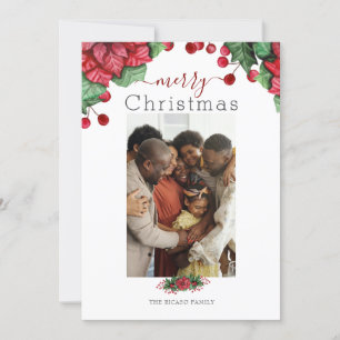Frohe Weihnachtsfeiertage Foto Floral Berry Feiertagskarte