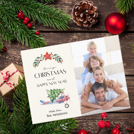 Frohe Weihnachtsfeiertage Foto Tree auf Flugzeug S Postkarte