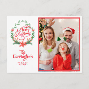 Frohe Weihnachtsfeiertage Foto Wreath Jahr Postkarte