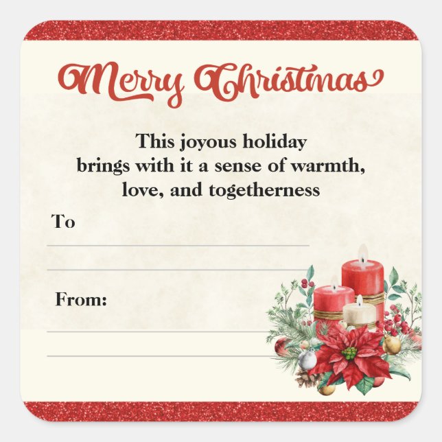 Frohe Weihnachtsfeiertage Geschenke Freunde und Un Quadratischer Aufkleber (Vorderseite)