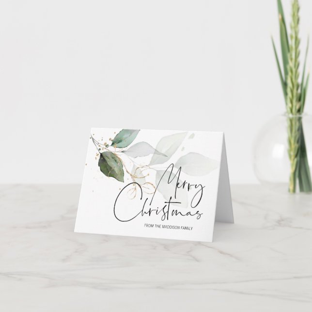 Frohe Weihnachtsfeiertage Gruß Moderne Eukalyptus Karte (Vorderseite)