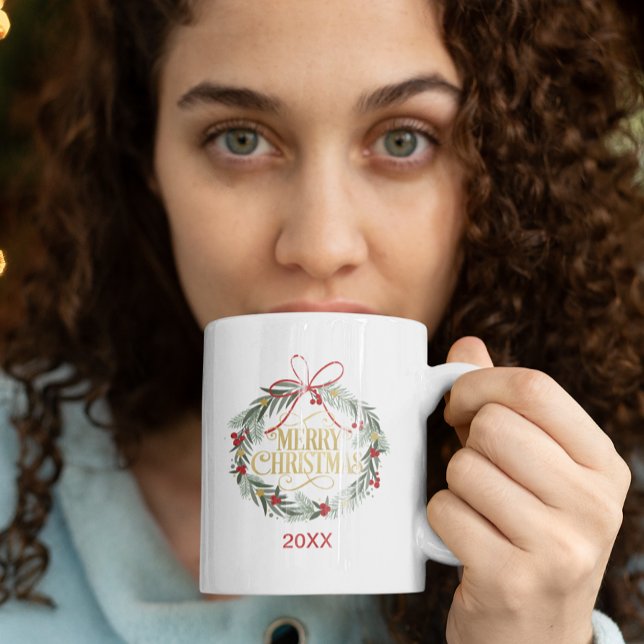 Frohe Weihnachtsfeiertage Kaffeepause Tasse (Modern Elegant Merry Christmas Mug)