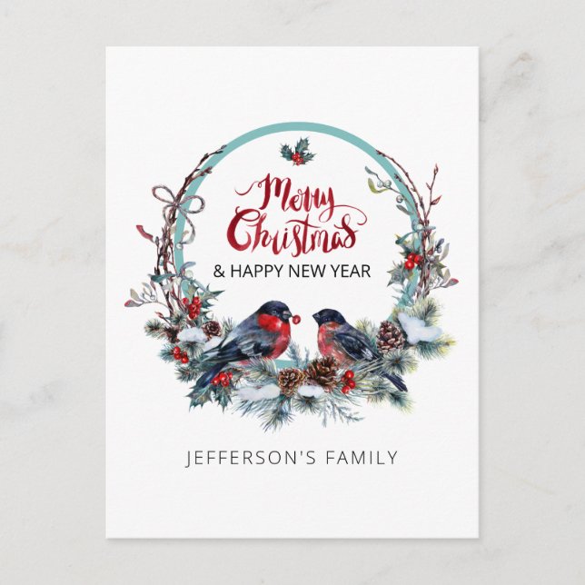Frohe Weihnachtsfeiertage-Kranz Holiday Postcar Feiertagspostkarte (Vorderseite)