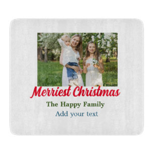 Frohe Weihnachtsfeiertage mit Familiennamen Schneidebrett